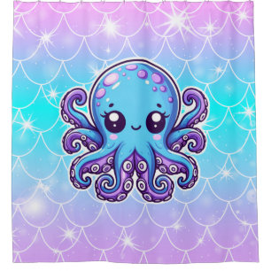 Cortina De Ducha Pulpo azul lindo