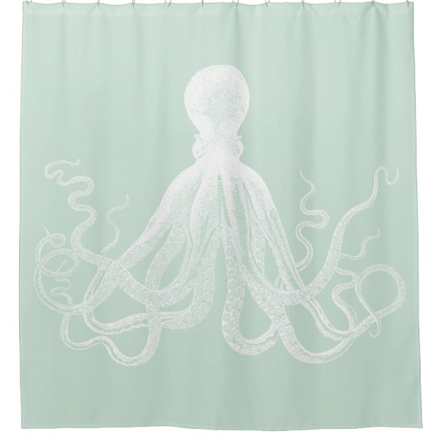 Cortina De Ducha Pulpo de Kraken de la menta (Anverso)