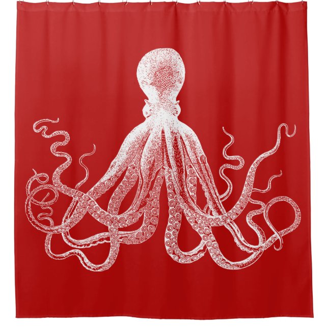 Cortina De Ducha Pulpo rojo de Kraken (Anverso)