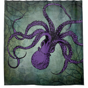 Cortina De Ducha Pulpo Twisty del vintage (púrpura)