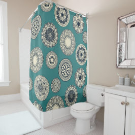 Cortina De Ducha punto de circo de mandala verde azulado
