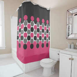 Cortina De Ducha Punto de Polika rosa y gris
