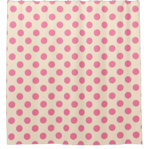 Cortina De Ducha Punto de polka rosa sobre crema