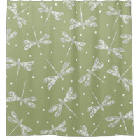 Puntos blancos y libélulas de color verde oliva