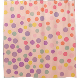 Cortina De Ducha Puntos de confeti multicolor sobre rosa salmón