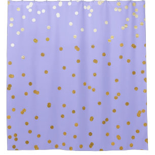 Cortina De Ducha Puntos de confeti púrpura y dorado Glamour Moderno