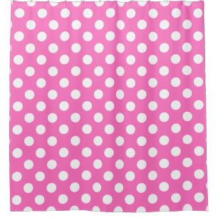 Cortina De Ducha Puntos de polka blanco sobre rosa