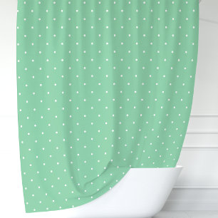 Cortina De Ducha Puntos Mint Green y White Polka