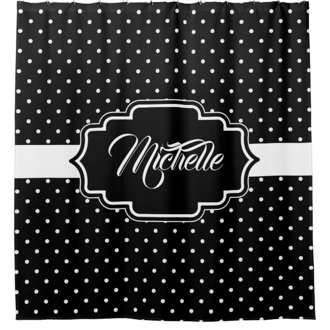 Cortina De Ducha Puntos negros y blancos (Anverso)