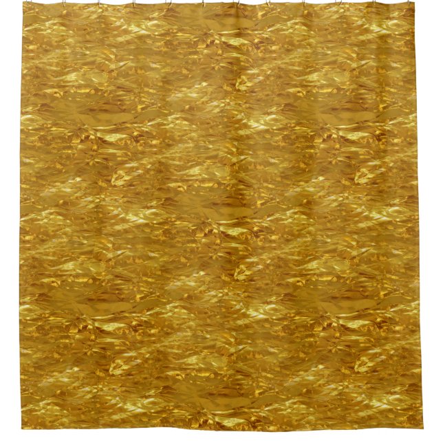 Cortina De Ducha PURE RELIEVE METALIZADO DORADO Pattern + tu texto  (Anverso)