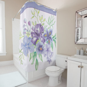 Cortina De Ducha Purple and blue watercolor irises