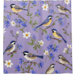 Cortina De Ducha Purple Background With Birds 
