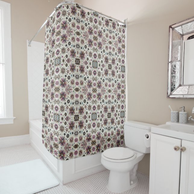 Cortina De Ducha Purple Diamonds Mid Century Modern Shower Curtain (In situ)