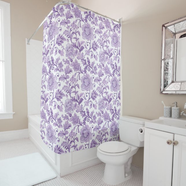 Cortina de ducha Purple Floral Paisley (In situ)
