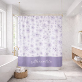 Cortina De Ducha Purple Flower Pattern Custom Name 