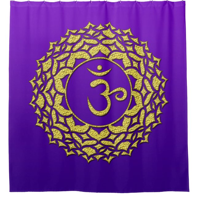 Cortina De Ducha Purple Golden Crown Chakra Art (Anverso)