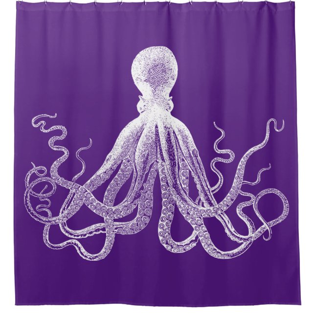 Cortina De Ducha Purple Kraken Octopus (Anverso)