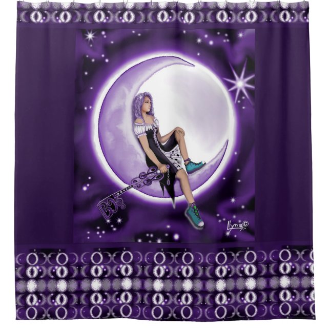 Cortina De Ducha Purple Moon Child (Anverso)