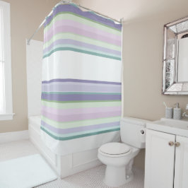 Cortina De Ducha Purple, Neptune, sea green, and Lavender stripes