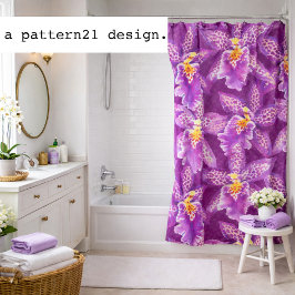 Cortina De Ducha Purple orchid pattern