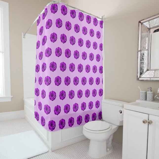 Cortina De Ducha Purple Rose Flower Flower Seamless Pattern on (In situ)