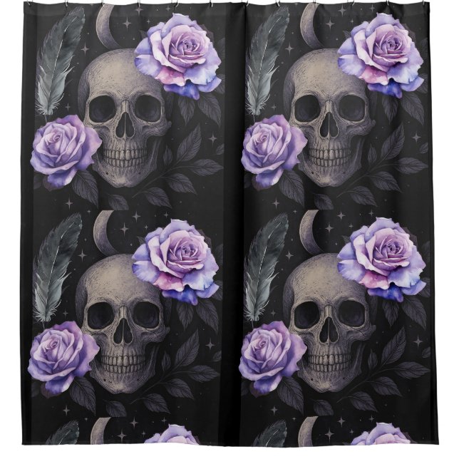 CORTINA DE DUCHA PURPLE SKULL (Anverso)