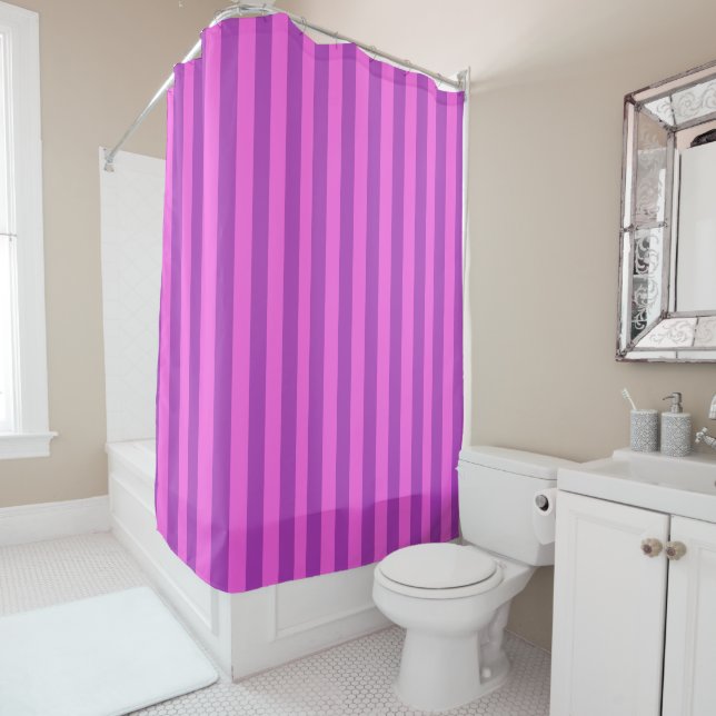 Cortina De Ducha Purple Two Tone Stripes  (In situ)