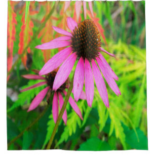 Cortina De Ducha Púrpura deslumbrante follaje verde