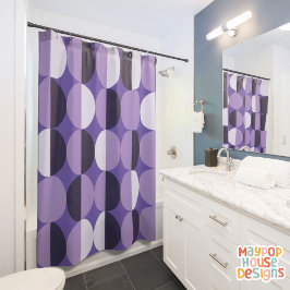 Cortina De Ducha Púrpura Moderno Retro Mid Century
