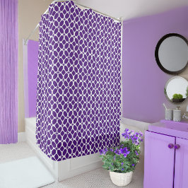 Cortina De Ducha Púrpura y blanco