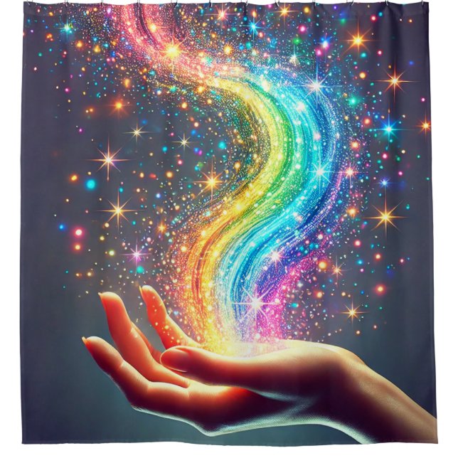 Cortina De Ducha Purpurina arcoiris (Anverso)