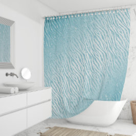 Cortina De Ducha Purpurina azul de impresión animal Glam