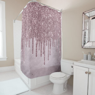 Cortina De Ducha Purpurina de gota Dusty Melaza Rosa Shimmer