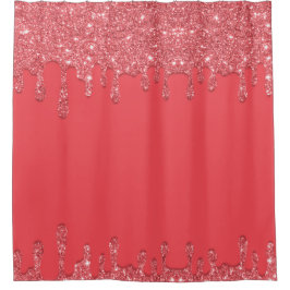 Cortina de ducha Purpurina de goteo rosa