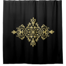 Cortina De Ducha Purpurina de oro y negro