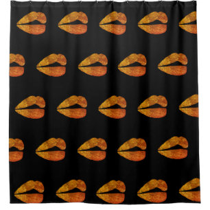 Cortina De Ducha Purpurina Lips Gold