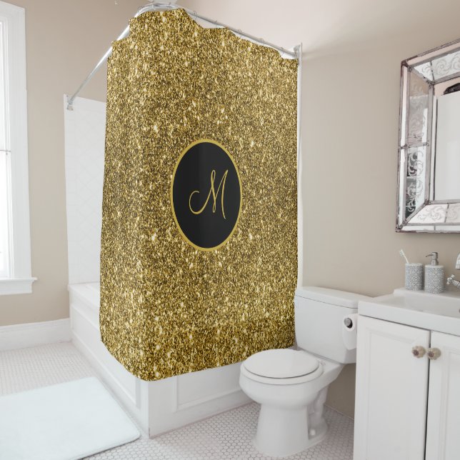 Cortina De Ducha Purpurina Luxe Gold Personalizado de esparkle mono (In situ)