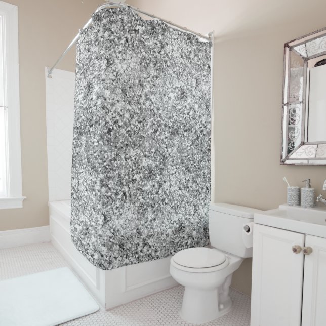 Cortina De Ducha Purpurina Silver Sparkle (In situ)