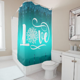 Cortina De Ducha Purpurina verde azulado AMOR Girasol