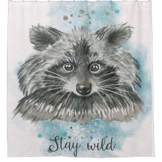 Cortina De Ducha Raccoon Stay Wild | Regalo Para Niños
