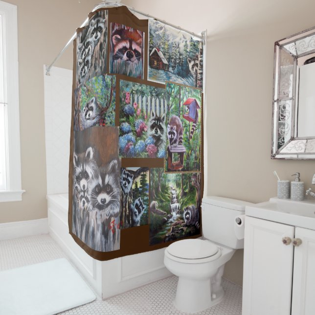Cortina de ducha Raccoons Galore (In situ)