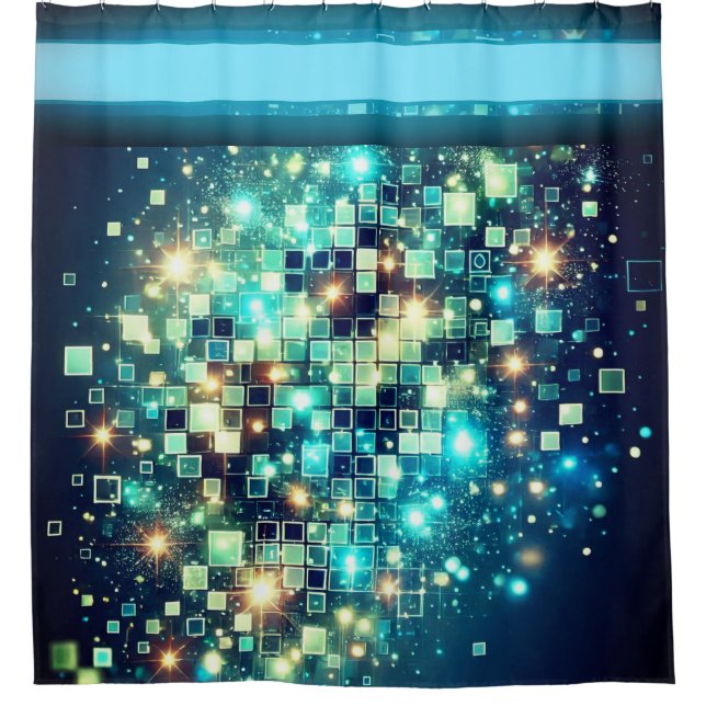 Cortina De Ducha Radiant Pixel Bokeh (Anverso)