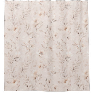 Cortina De Ducha Ramas florales de acuarela suave beige neutro