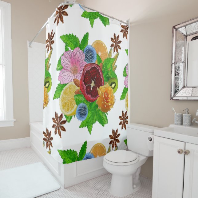 Cortina De Ducha Ramo de fruta. (In situ)