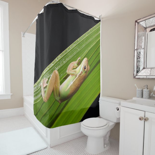 Cortina De Ducha Rana Pequeña En Una Hoja (In situ)