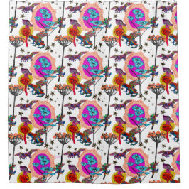 Cortina De Ducha Ranas voladoras coloridas