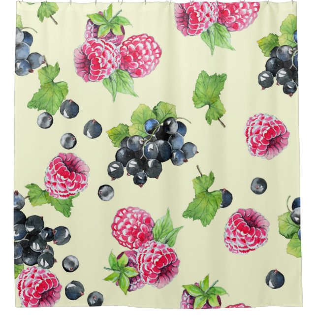 Cortina De Ducha Raspberry, acuarela actual (Anverso)
