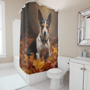 Cortina De Ducha Rat Terrier en otoño inspira caída de hojas