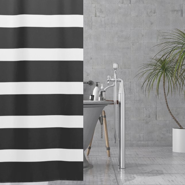 Cortina de ducha rayada negra y blanca (Black and White Striped Shower Curtain
)