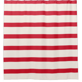 Cortina de ducha rayada roja y blanca